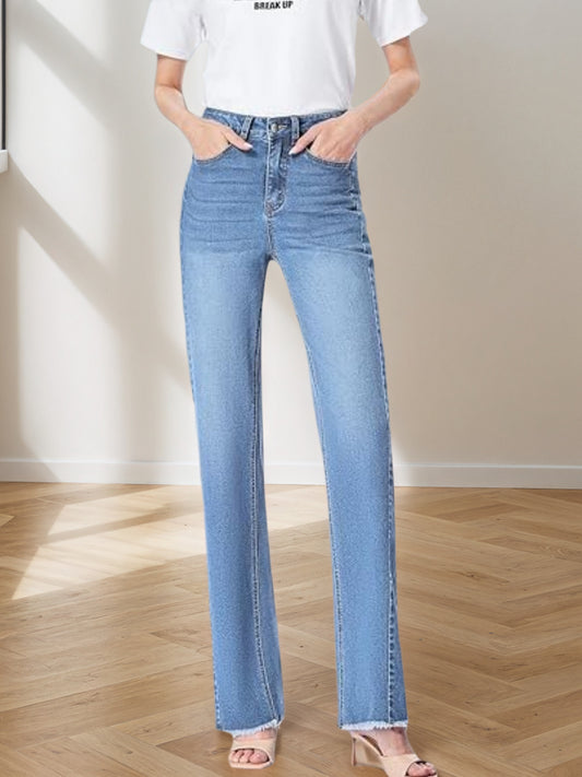 Women’s Wide-Leg Denim Jeans – 2025 Casual High-Waist Straight Fit