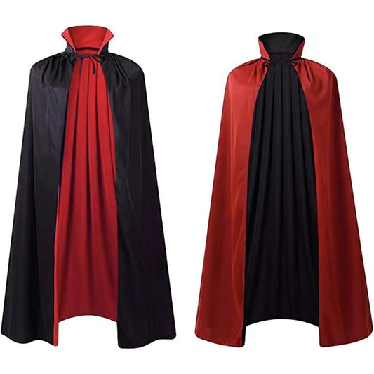 Kids & Adults Halloween Wizard Cloak – Reversible Hooded Vampire Cape