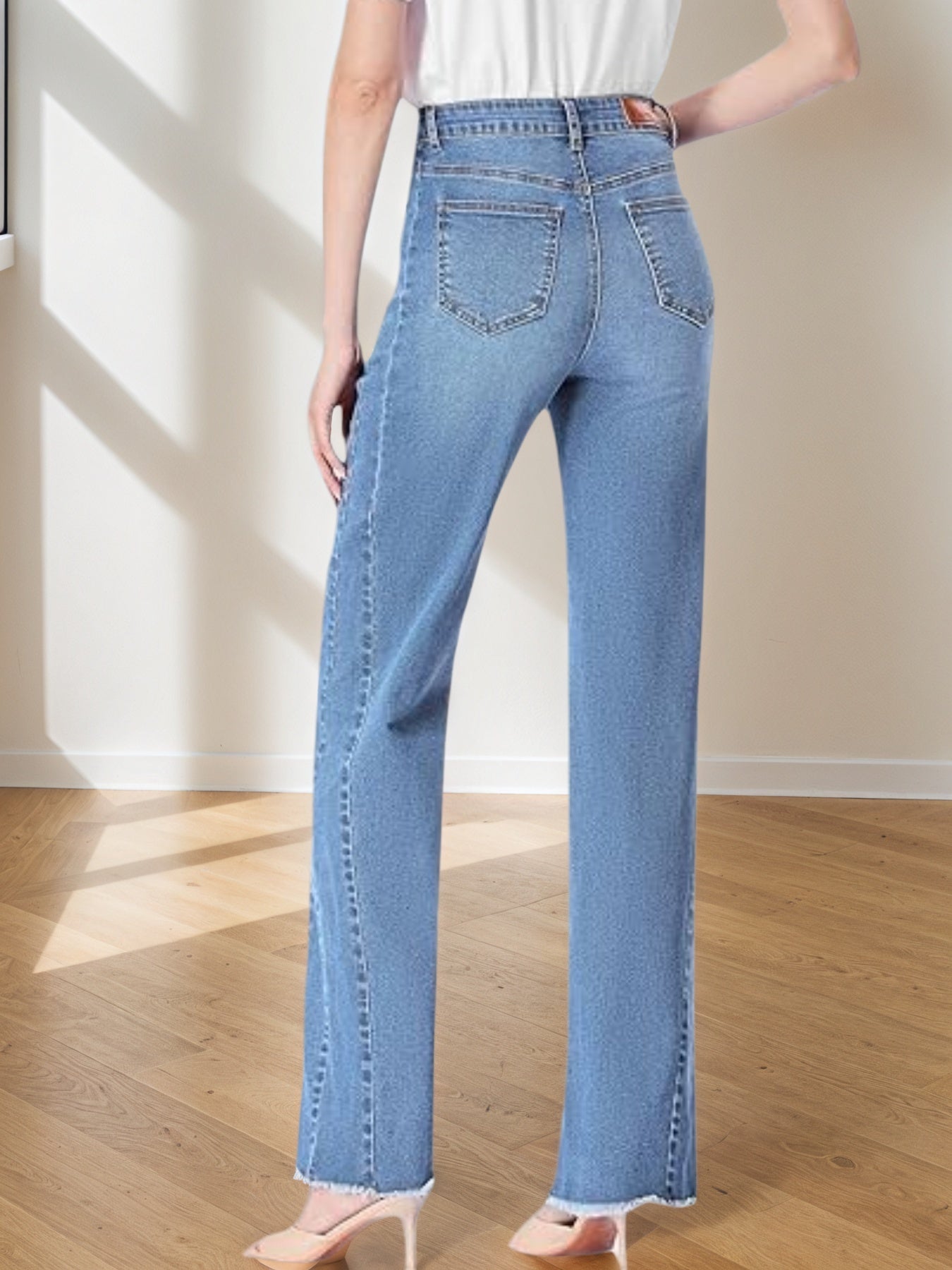 Women’s Wide-Leg Denim Jeans – 2025 Casual High-Waist Straight Fit