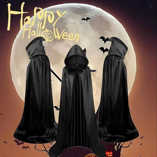Kids & Adults Halloween Wizard Cloak – Reversible Hooded Vampire Cape
