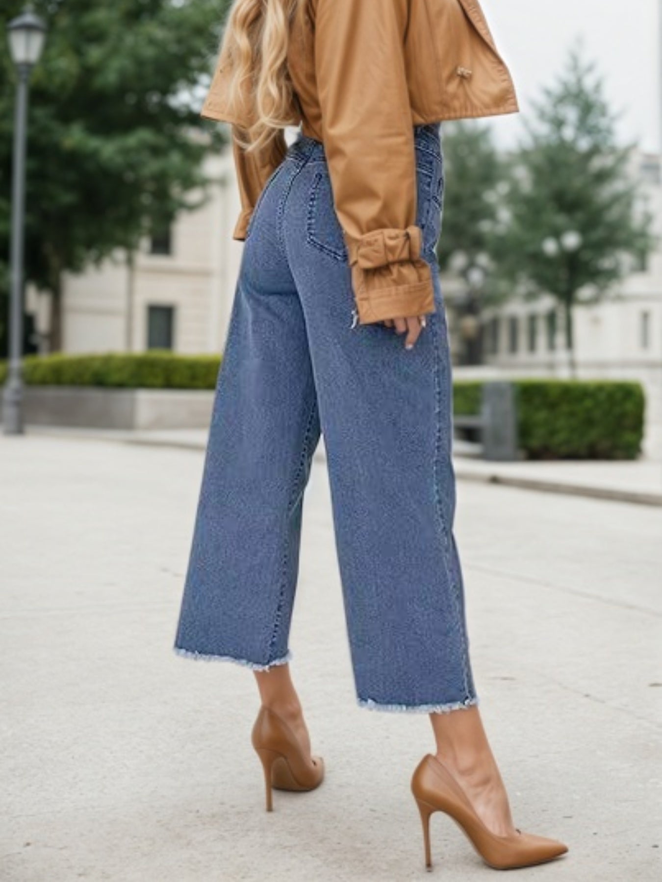 Women’s Plus Size High-Waist Wide-Leg Jeans – 2025 Casual Straight Crop Denim