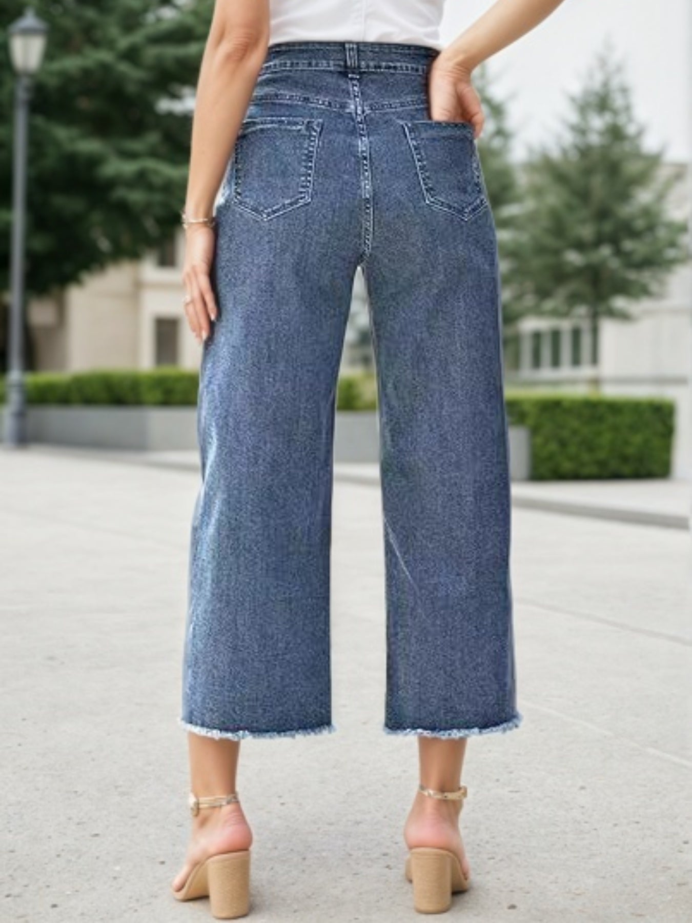 Women’s Plus Size High-Waist Wide-Leg Jeans – 2025 Casual Straight Crop Denim