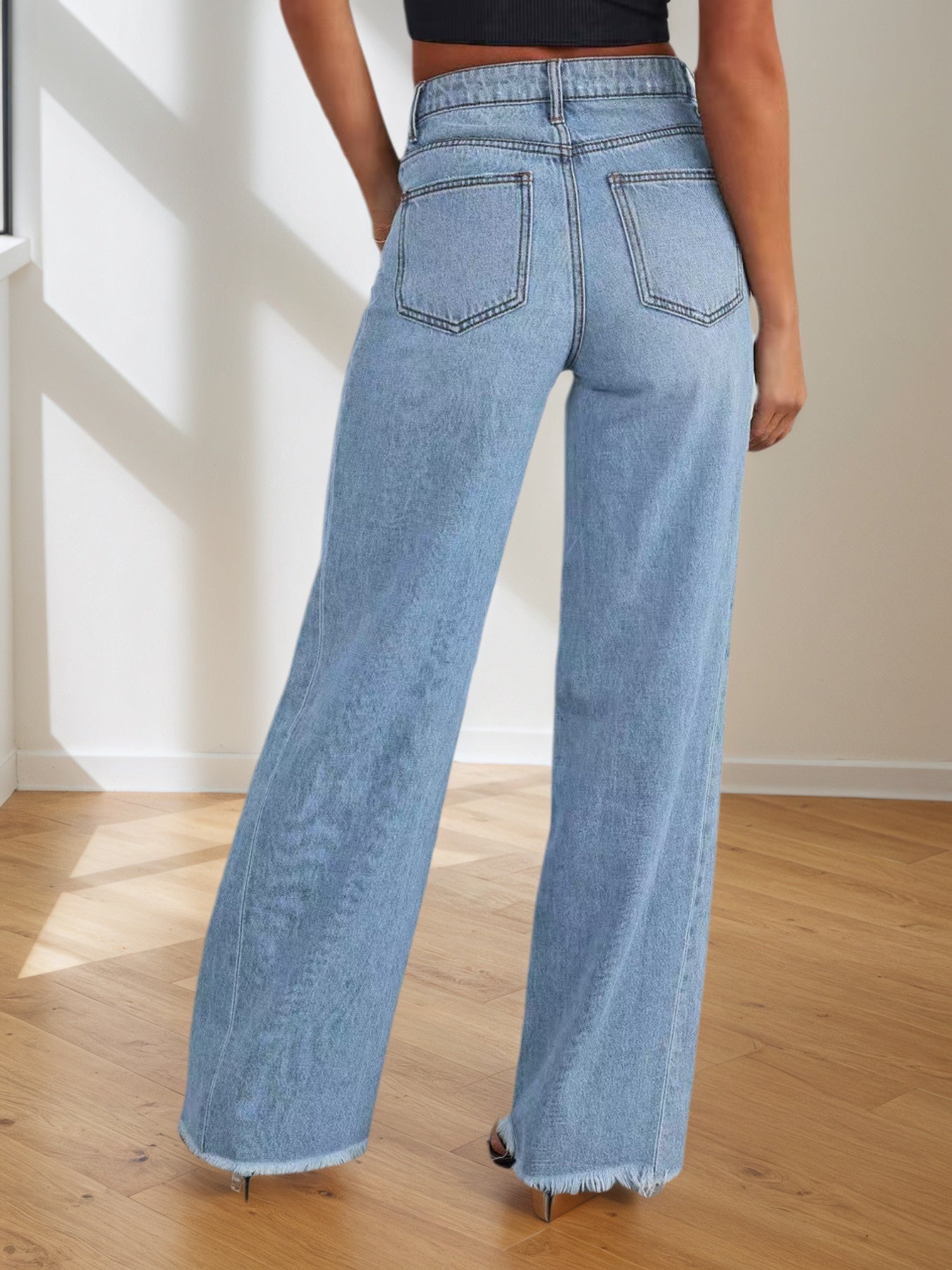 Women’s Wide-Leg Denim Jeans – 2025 Casual High-Waist Straight Fit